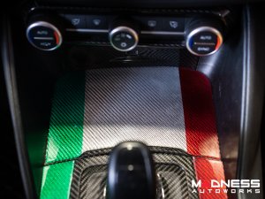 Alfa Romeo Giulia Center Console Trim Set - Carbon Fiber - Two Piece Kit - Italian Theme - Pre '20 - Feroce Carbon Alfa Romeo Giulia Center Console Trim Set - Carbon Fiber - Two Piece Kit - Italian Theme - Pre '20 - Feroce Carbon